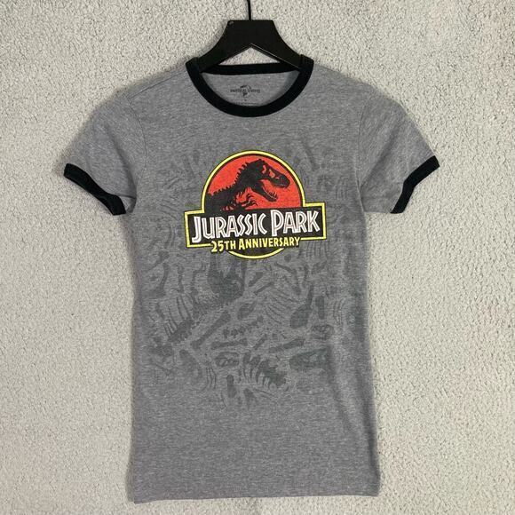 Universal Studios Jurassic Park 25th Anniversary Gray T-Shirt Junior's Small - Picture 2 of 8